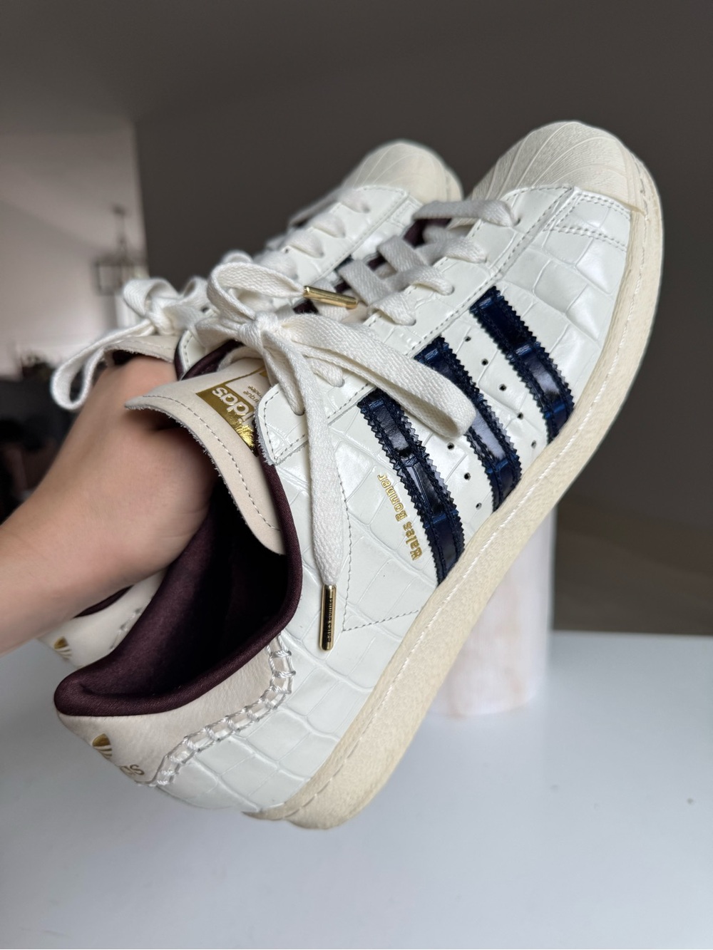 adidas Superstar Wales Bonner Croc White Navy Sneakers Size 13 - Picture 9 of 16
